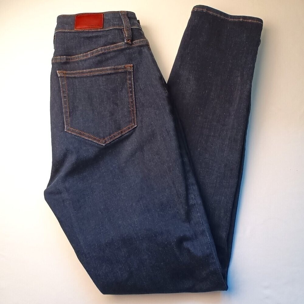 Lands End Womens Mid Rise Curvy Skinny Jeans Dark Wash Size 8 Stretch Casual